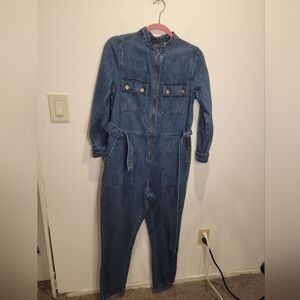 Wyse London Size 1 Us Size S Demin Cotton Zip Front Jumpsuit